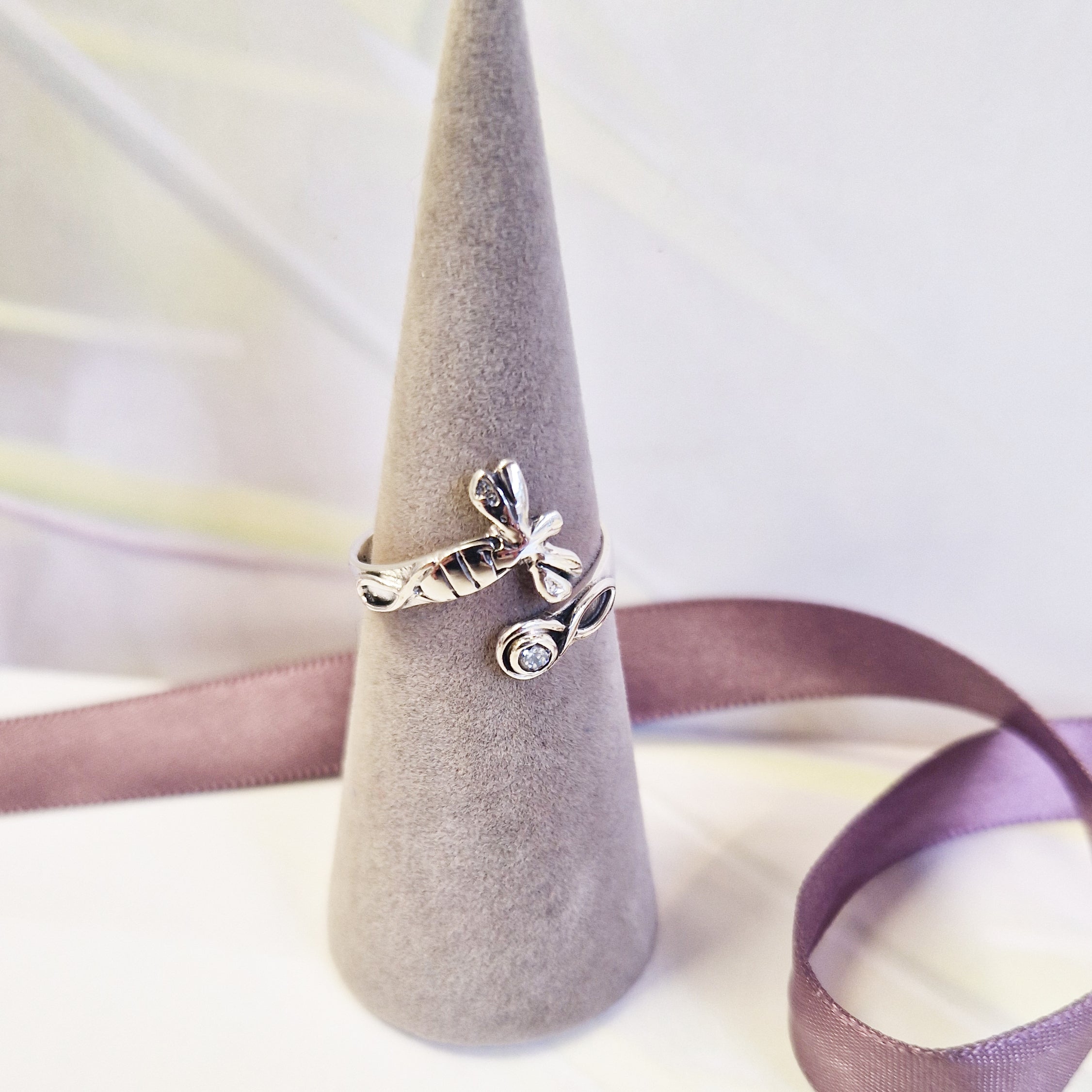 Glenna Dragonfly With Crystal Wrap Ring