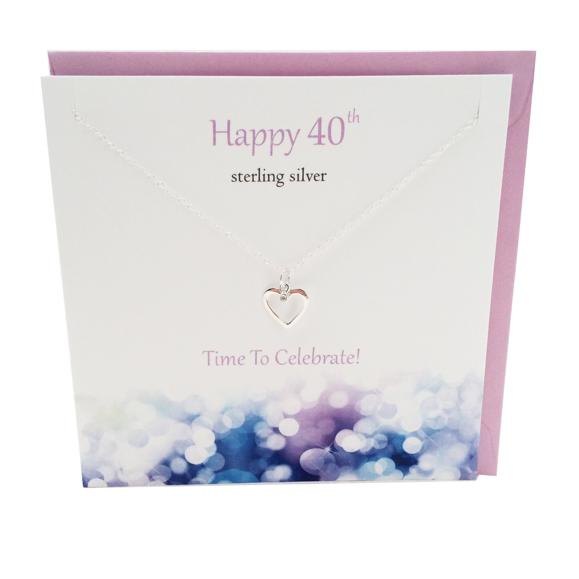 Happy 40th Birthday silver heart necklace | The Silver Studio Scotland
