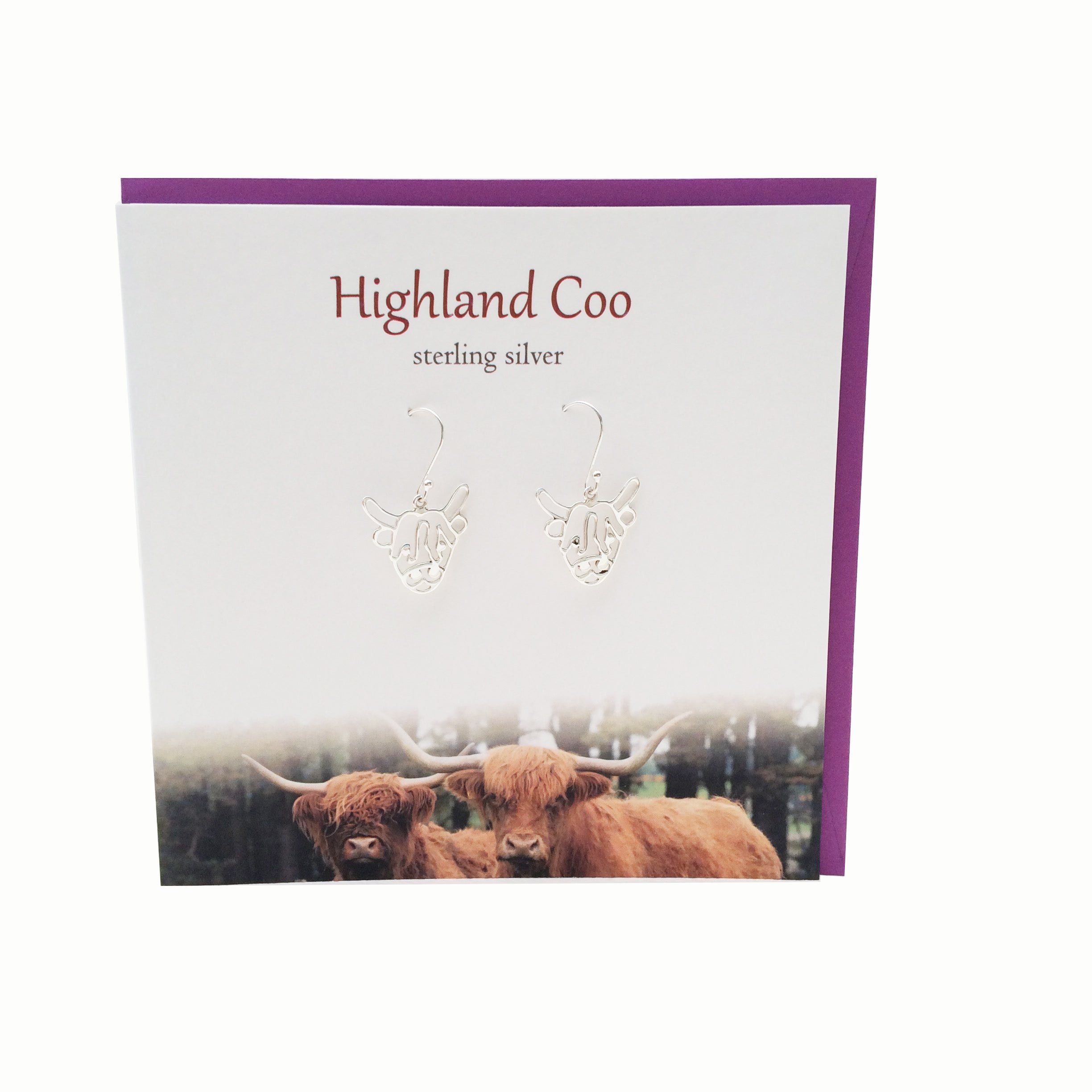 Highland Coo Scotland sterling silver earrings | The Silver Studio 