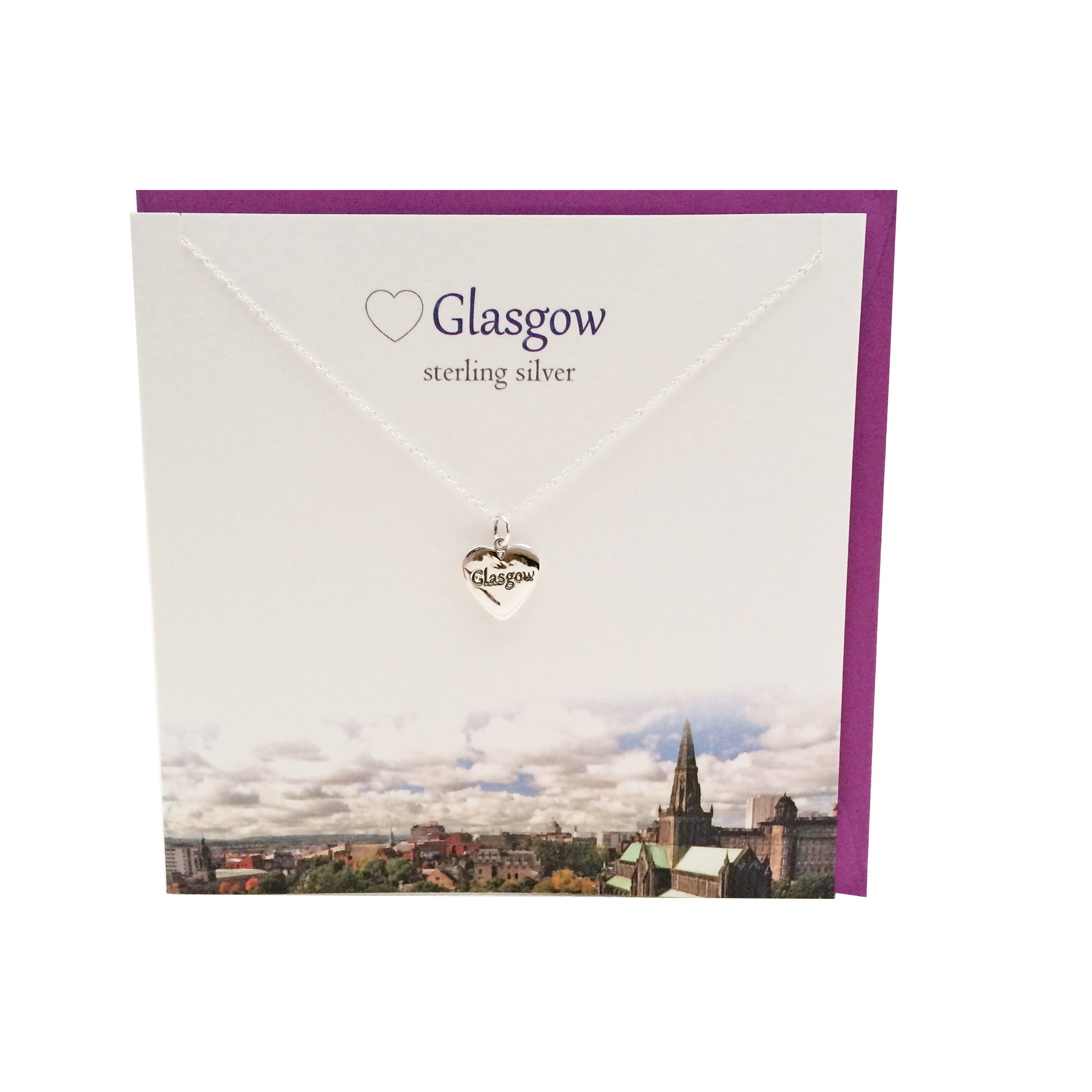 Love Glasgow silver heart necklace | The Silver Studio Scotland