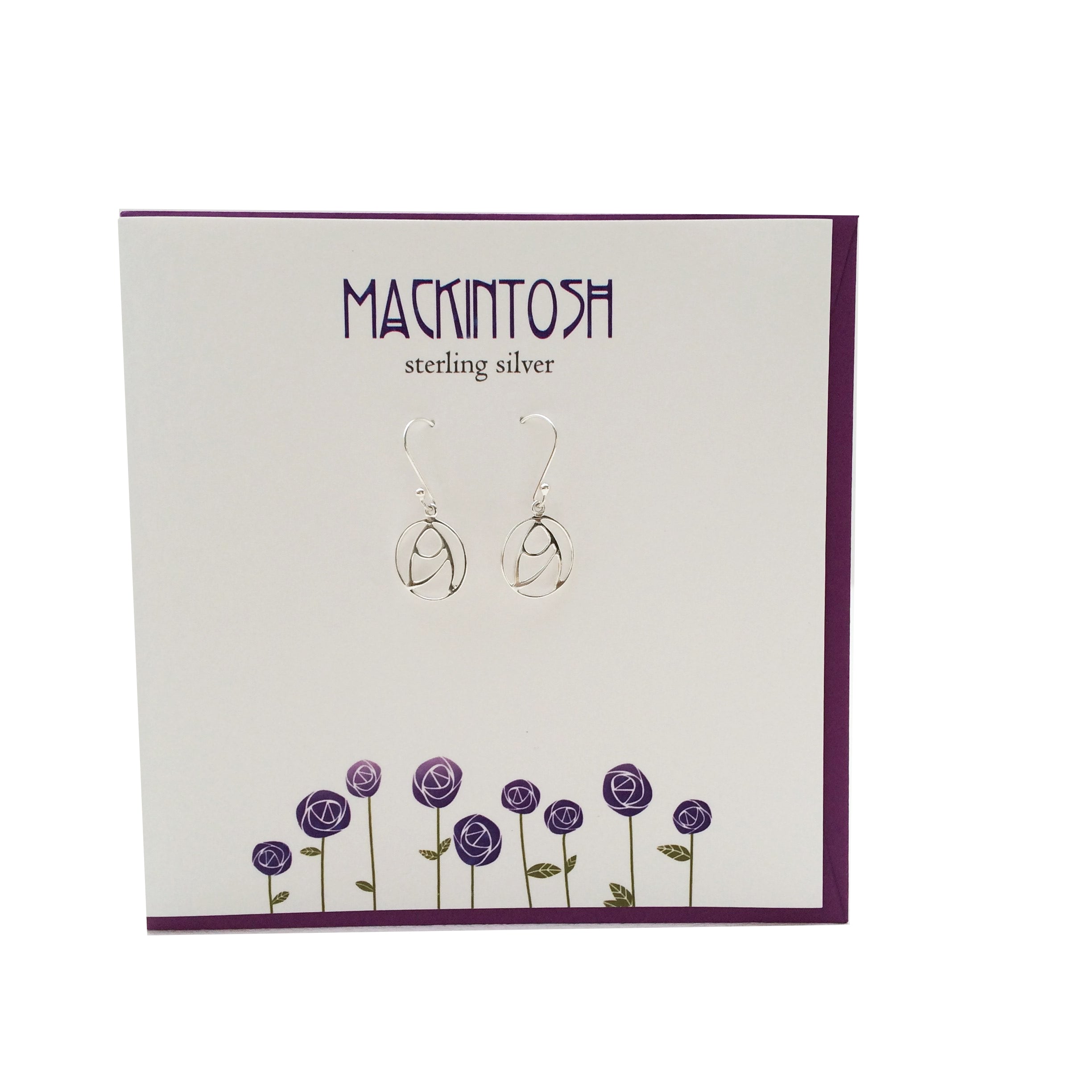 Rennie Mackintosh Inspired Scottish Rose silver earrings | The Silver