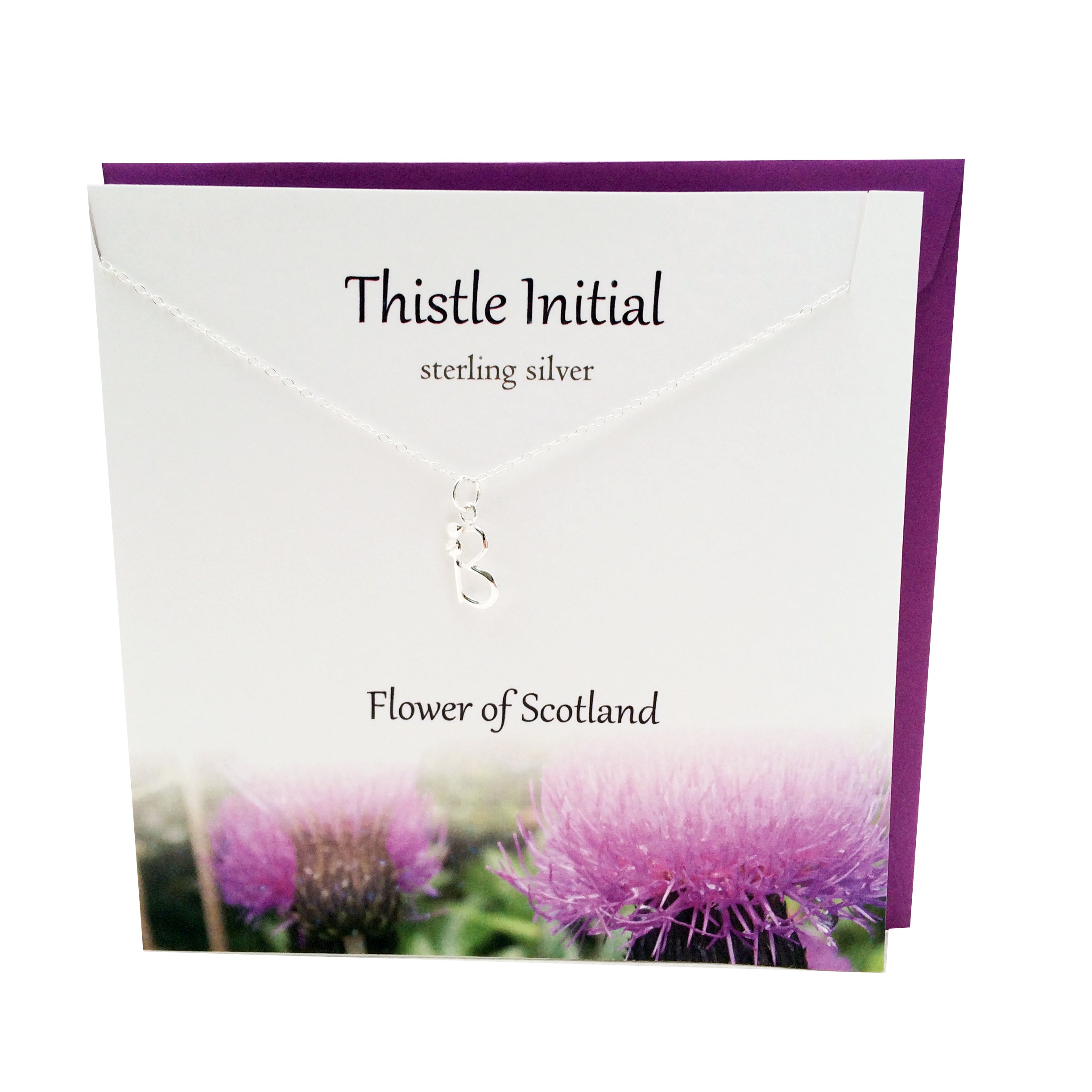 Thistle  Initial 'B' silver necklace | The Silver Studio Scotland
