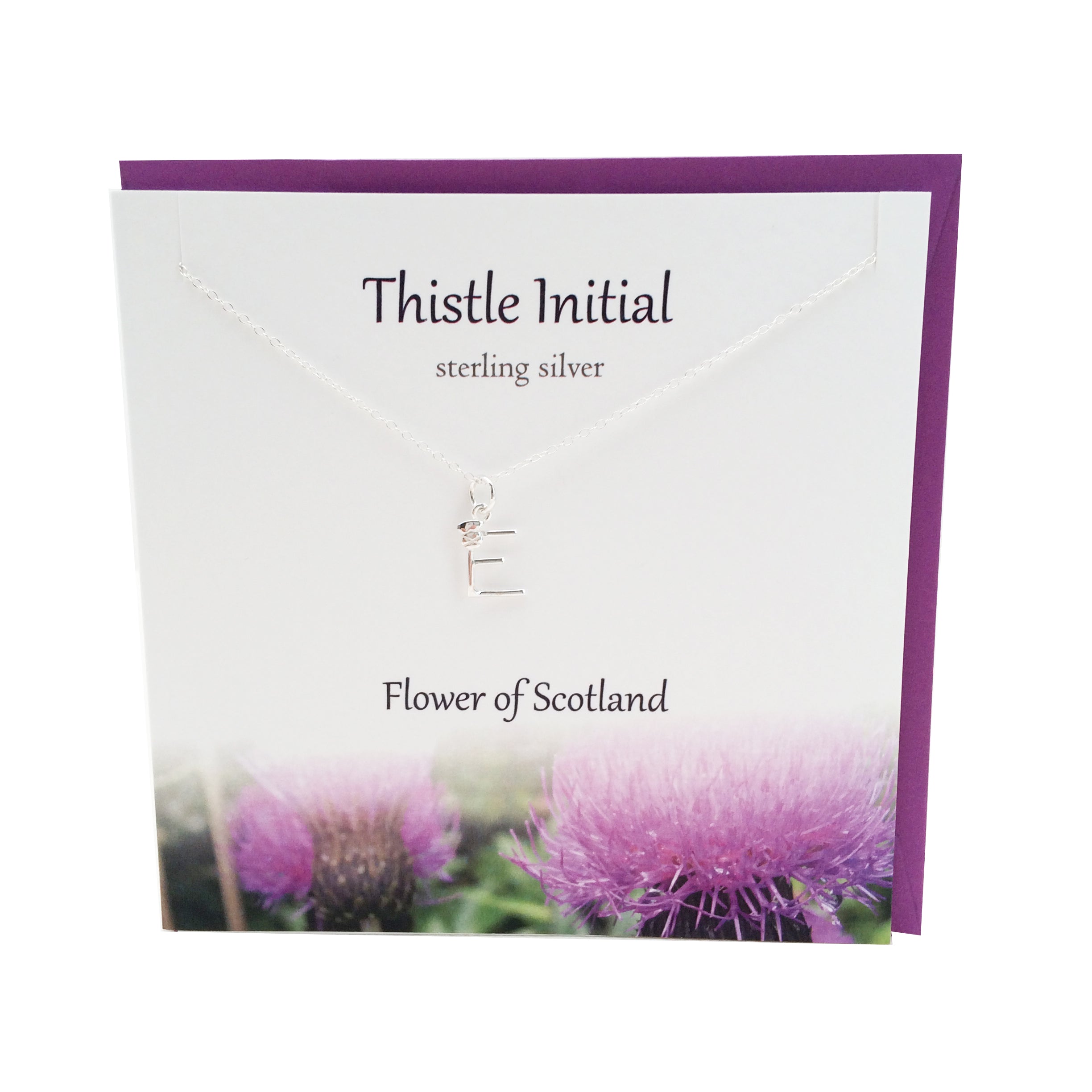 Thistle  Initial 'E' silver necklace | The Silver Studio Scotland