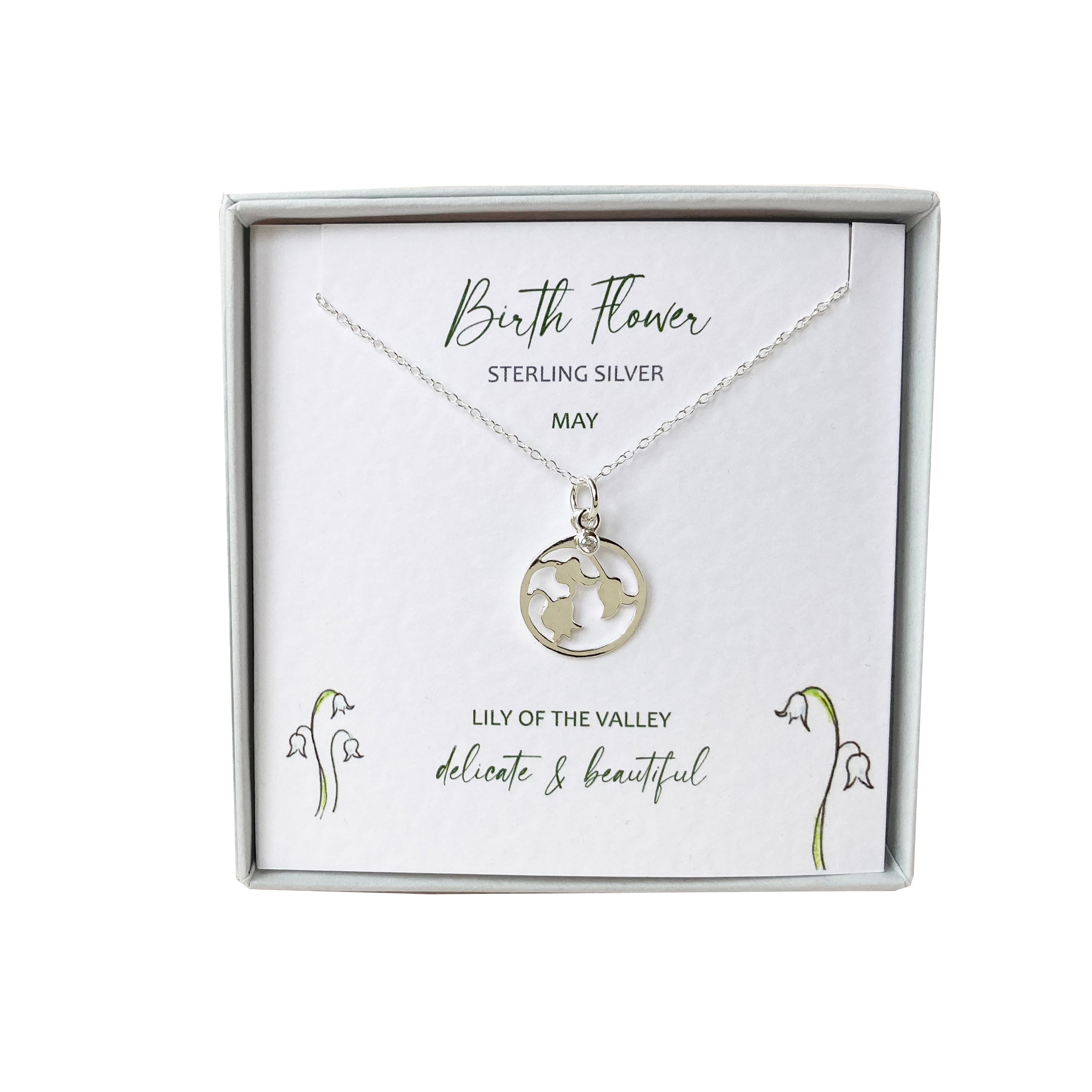 Silver Studio Wishes - May Lily Of The Valley Birth Flower Pendant