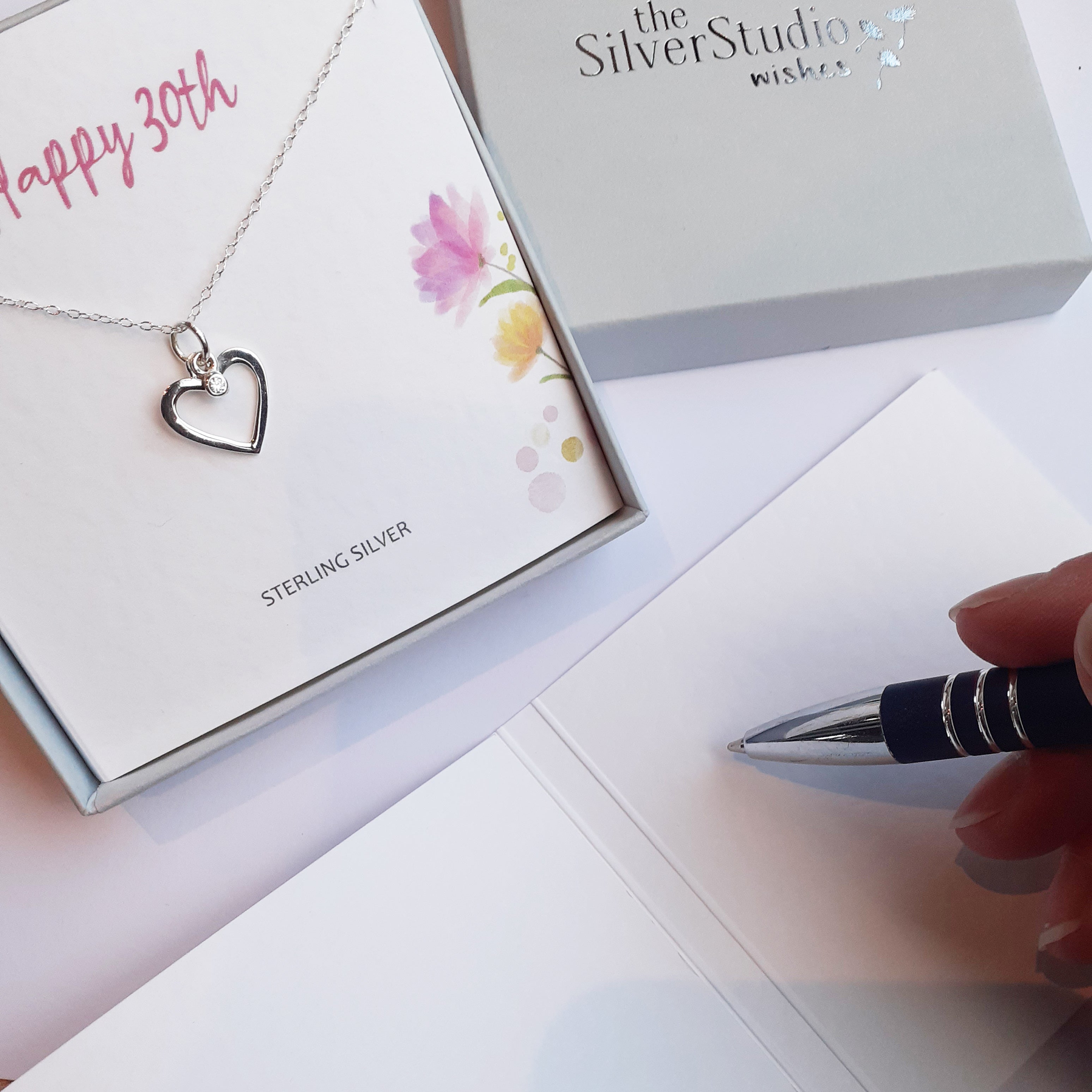 Silver Studio Wishes - March Birthstone Heart Pendant