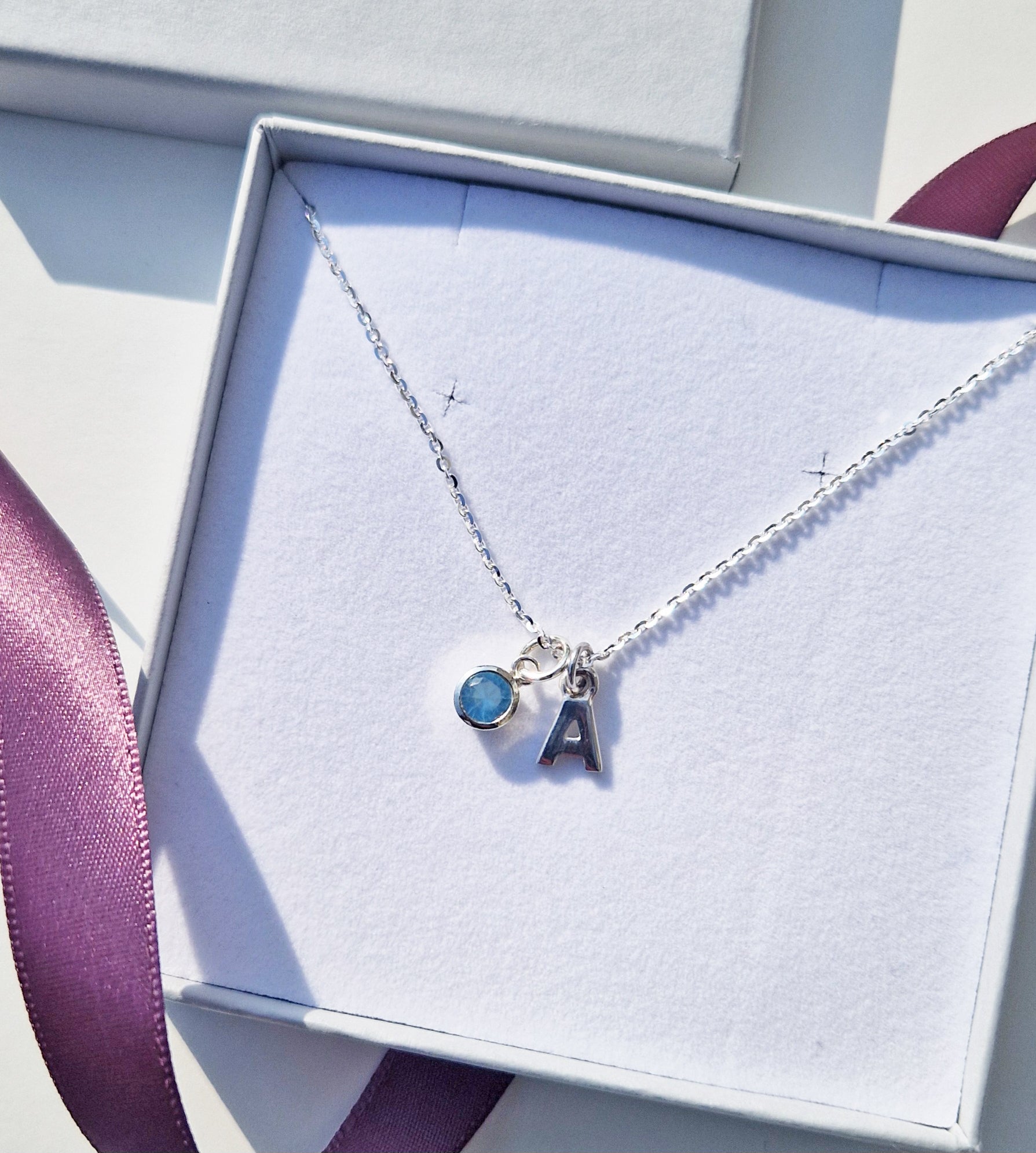 Sterling Silver Initial Birthstone Personalised Necklace