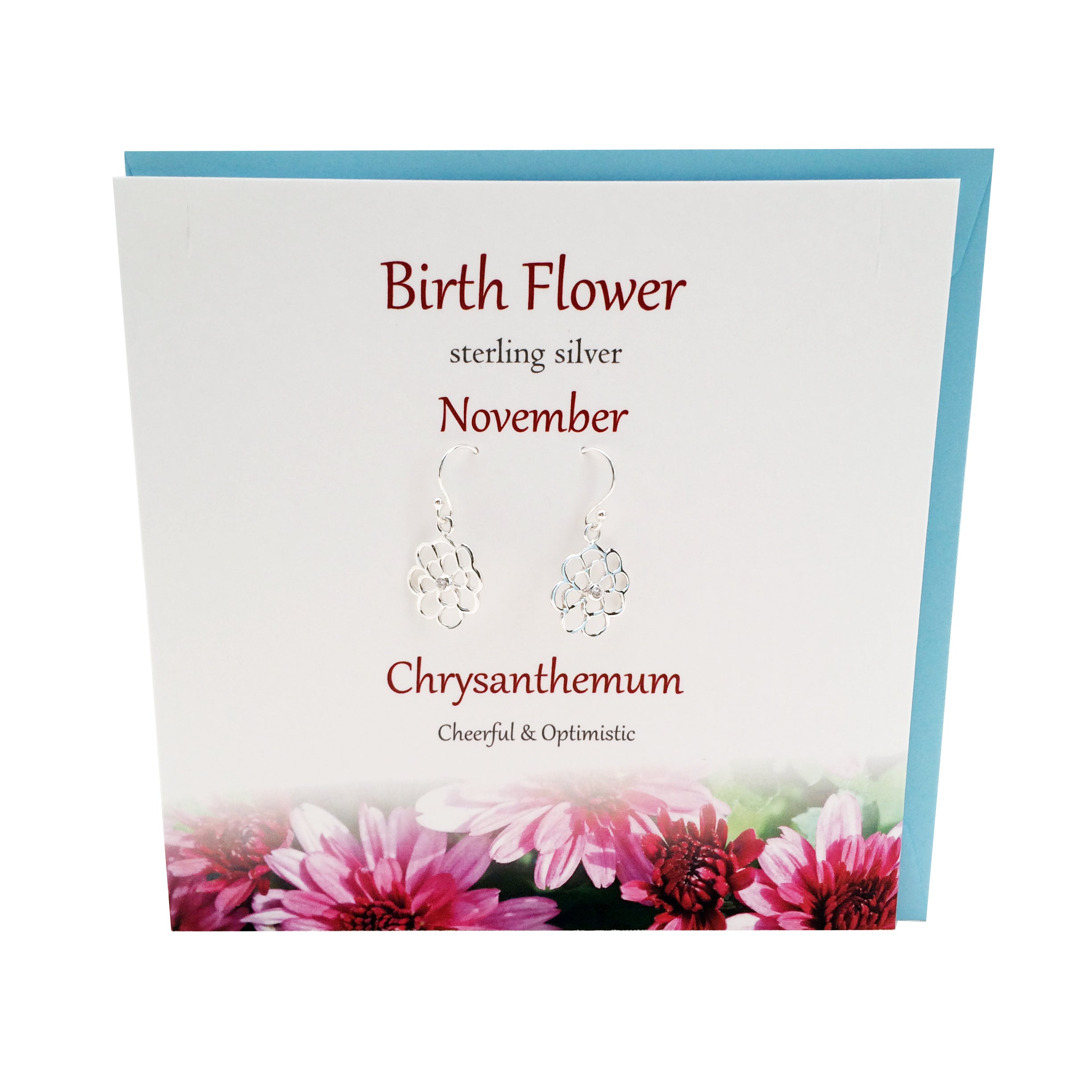 Birth Flower November silver earrings |Chrysanthemum | The Silver Studio