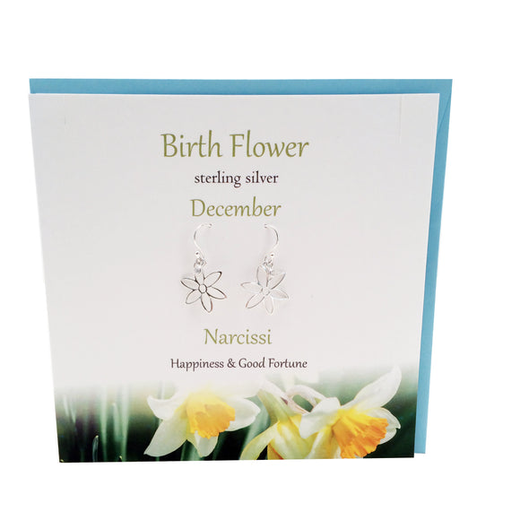 Birth Flower December silver earrings | Narcissi | The Silver Studio