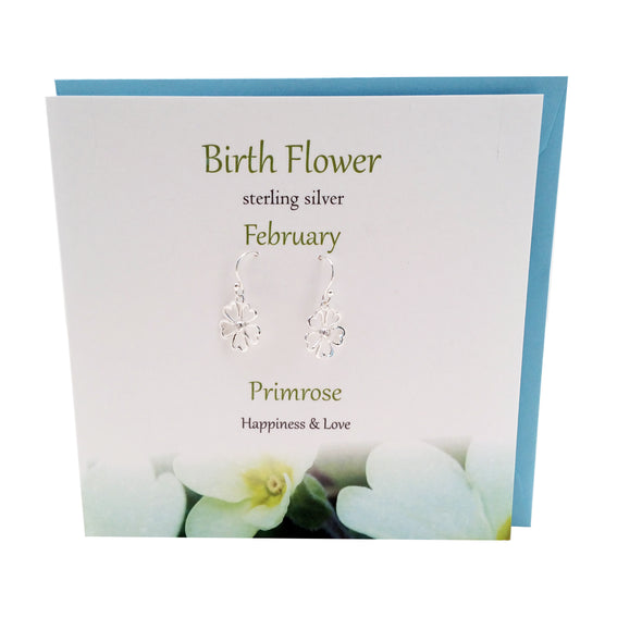 Birth Flower February silver earrings |Primrose | The Silver Studio