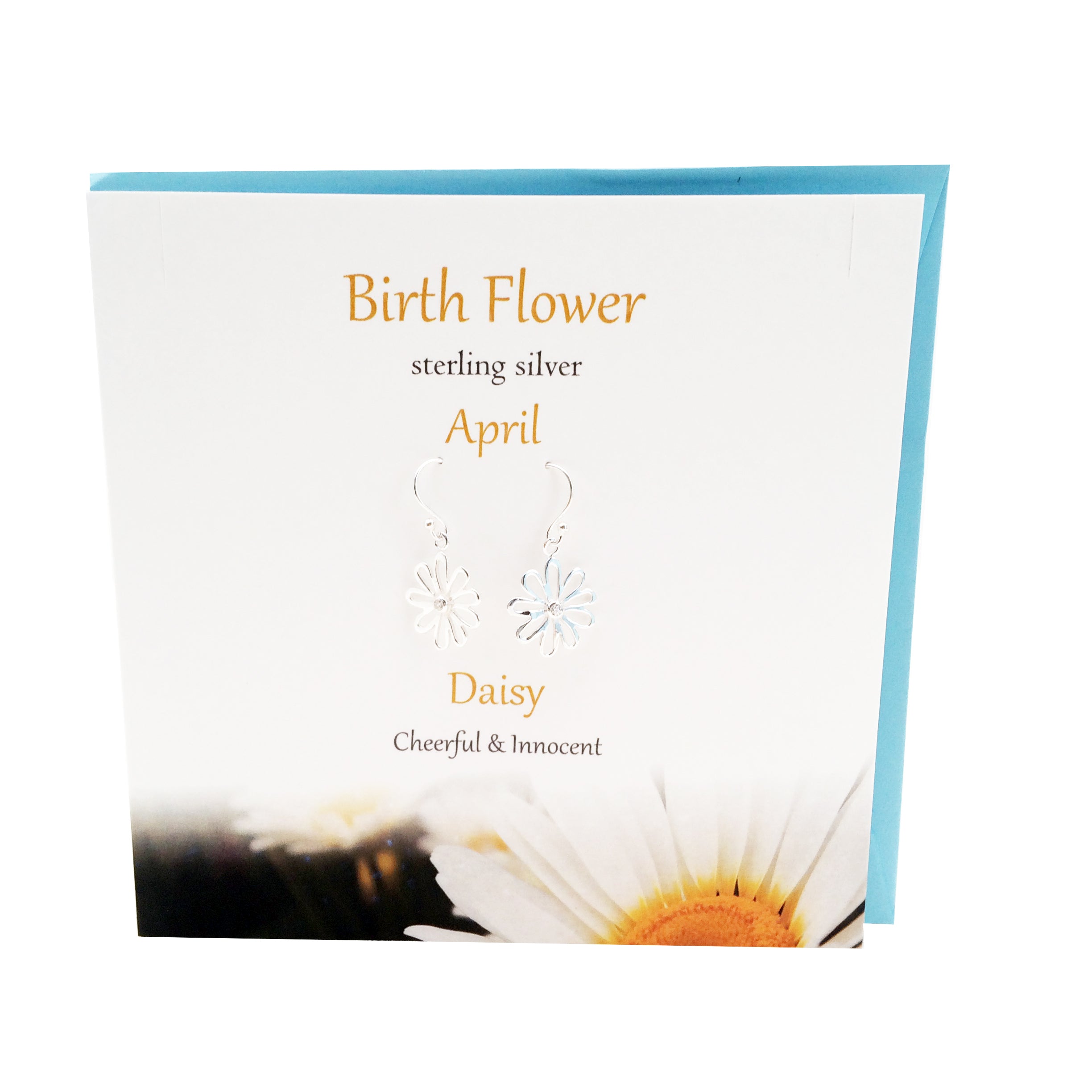 Birth Flower April silver earrings |Daisy | The Silver Studio