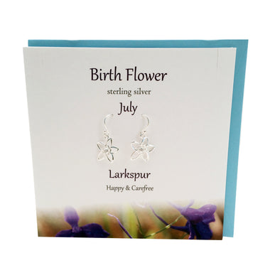 Birth Flower July silver earrings | Larkspur | The Silver Studio