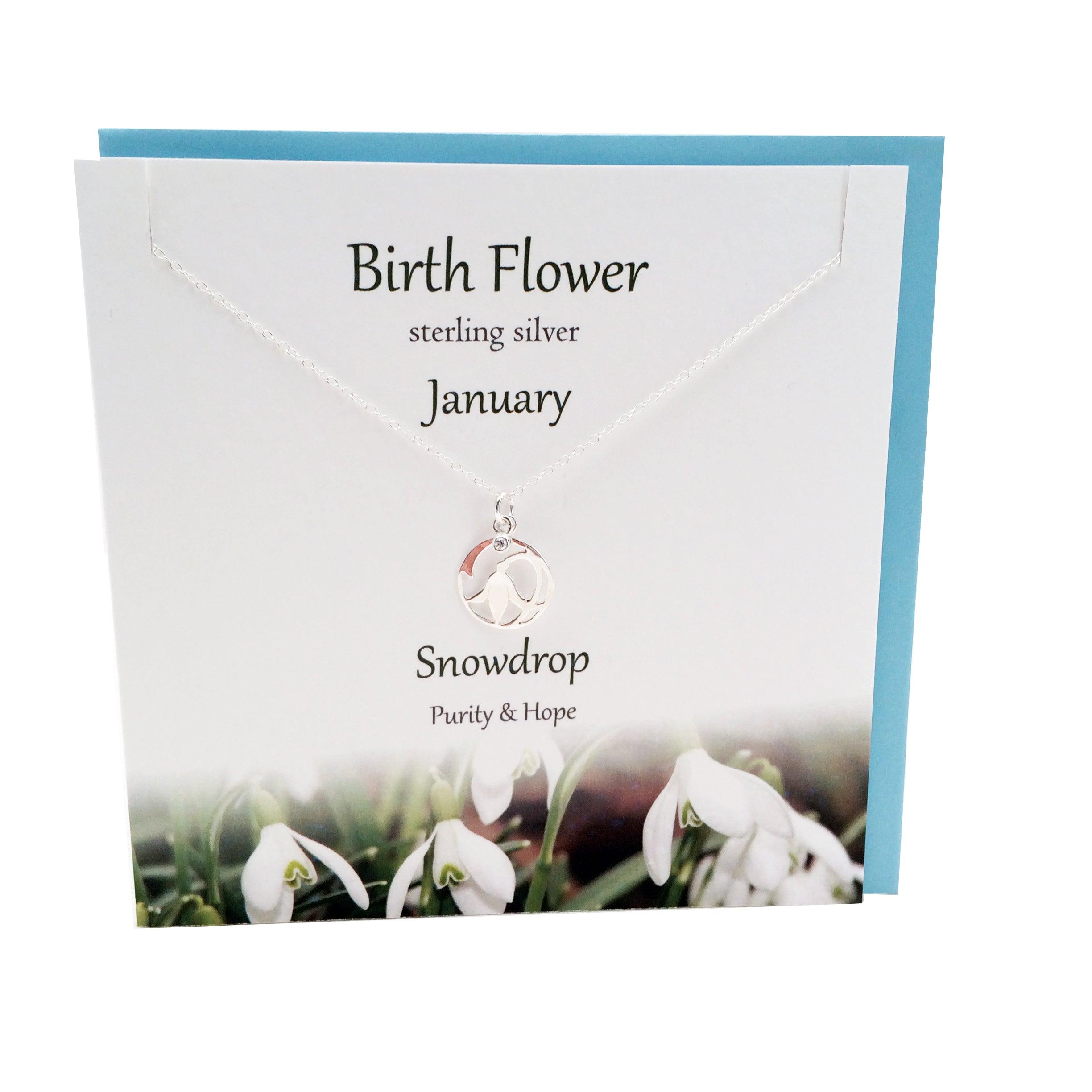 January Birthflower Snowdrop silver necklace | The Silver Studio Scotland
