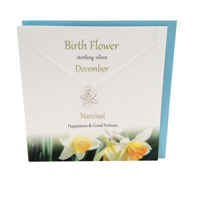 December Birth flower Narcissi silver necklace | The Silver Studio Scotland