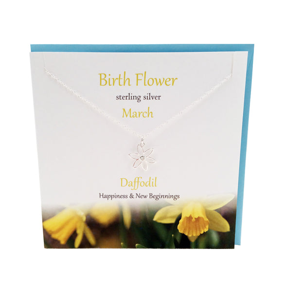 March Birth flower Daffodil silver necklace | The Silver Studio Scotland