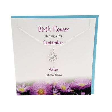 September Birth flower Aster silver necklace | The Silver Studio Scotland
