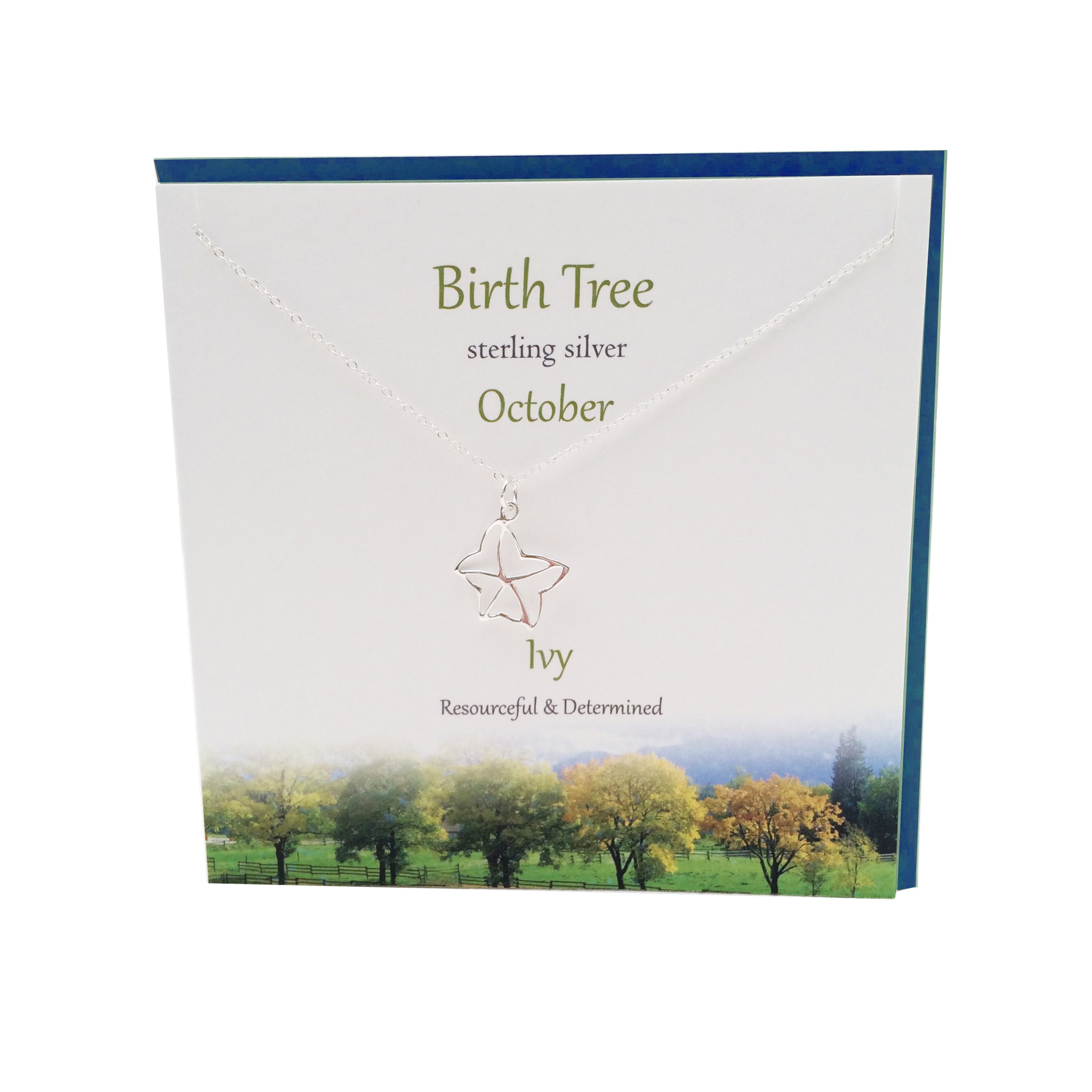 October Birth Tree Ivy silver necklace | The Silver Studio Scotland