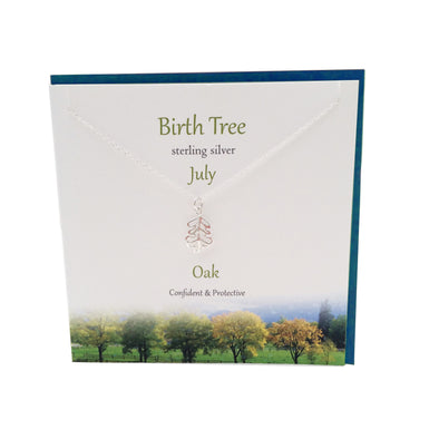 July Birth Tree Oak silver necklace | The Silver Studio Scotland