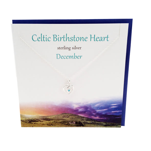 December Celtic Birthstone Turquoise crystal silver necklace | The Silver Studio Scotland
