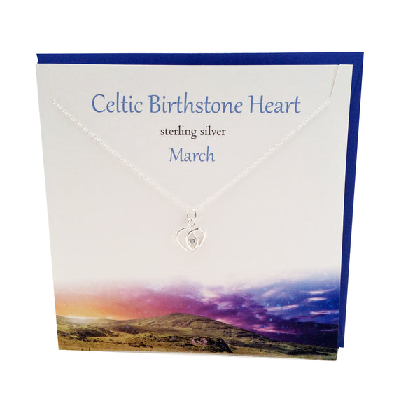 Celtic Birthstone silver pendant | March Aquamarine crystal