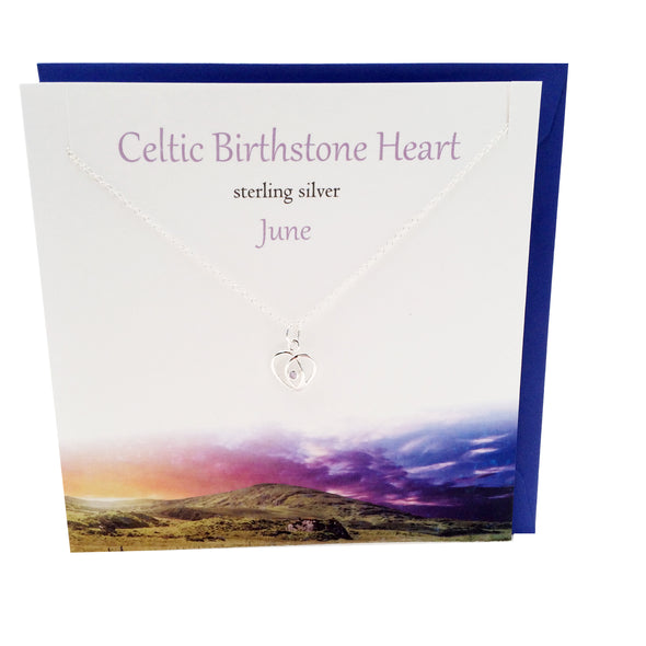 June Celtic Birthstone Pearl crystal silver necklace | The Silver Studio Scotland