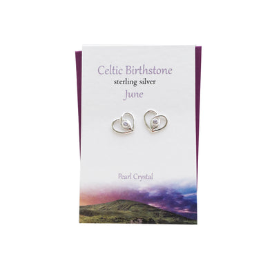 Celtic Birthstone Heart June silver stud earrings | The Silver Studio