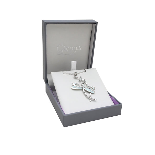 Dragonfly on branch silver pendant| Glenna Jewellery Scotland