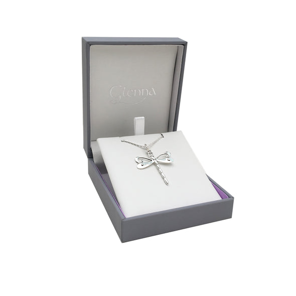 Dragonfly silver pendant medium| Glenna Jewellery Scotland