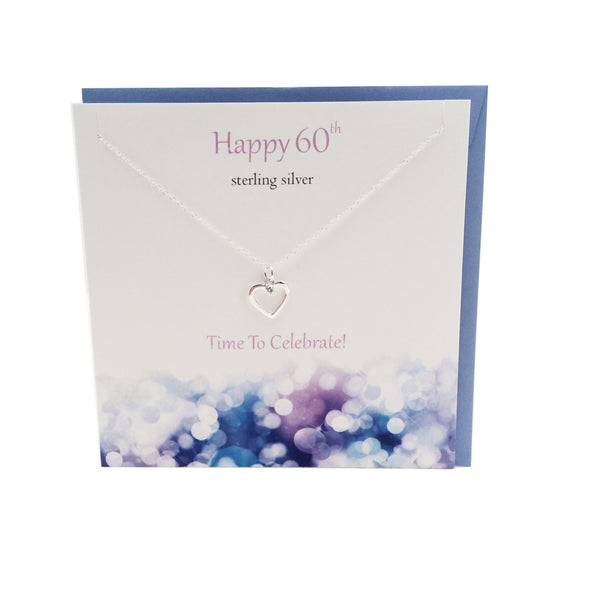 Happy 60th Birthday silver heart necklace | The Silver Studio Scotland