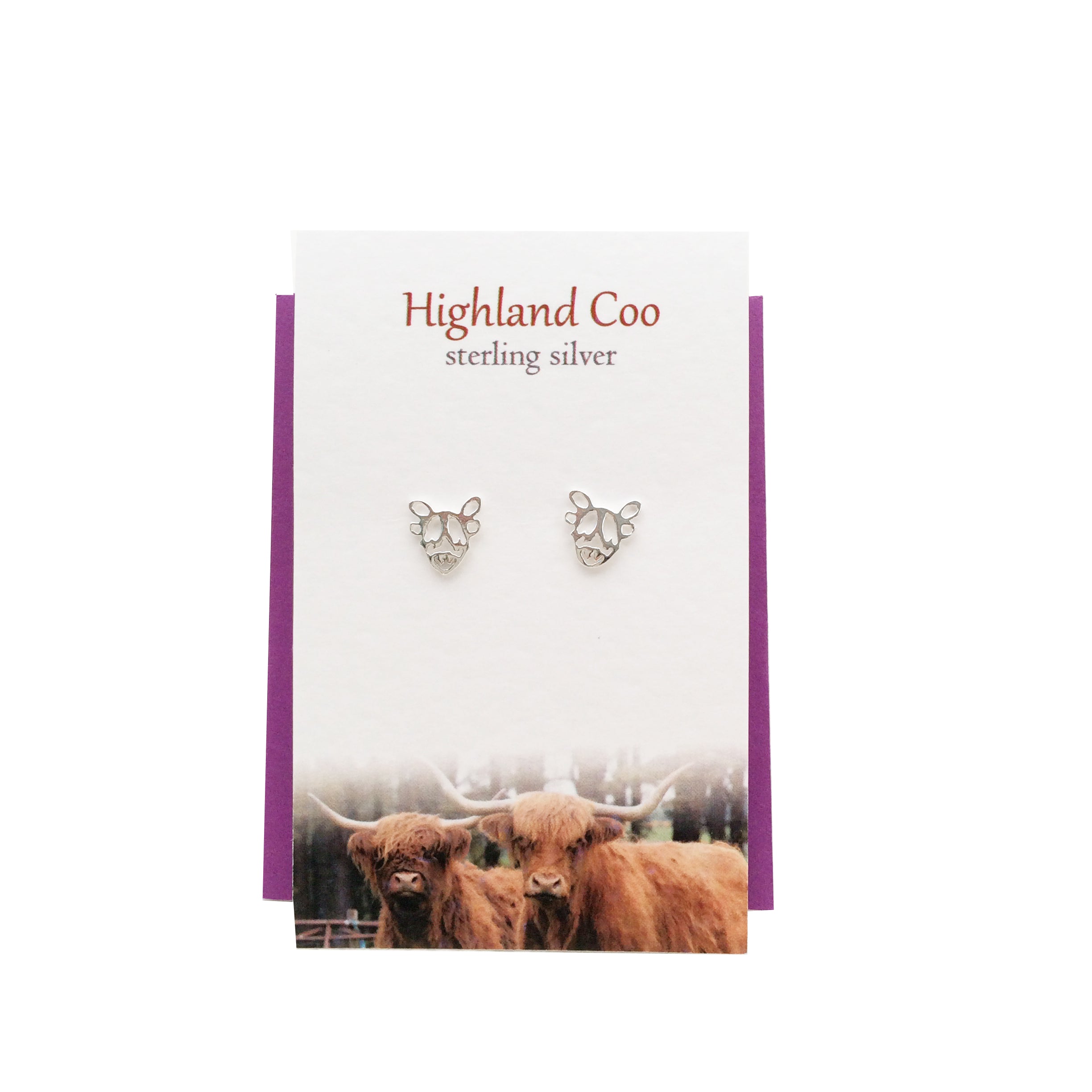 Highland Coo silver stud earrings| The Silver Studio Scotland