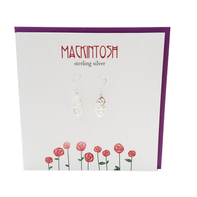 Rennie Mackintosh Inspired Scottish oval Rose silver earrings