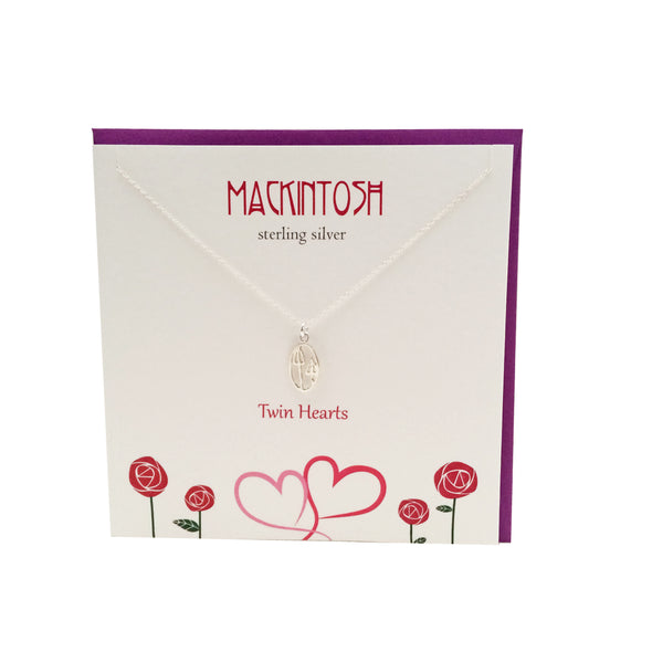 Mackintosh Inspired Twin Hearts silver necklace | The Silver Studio Scotland