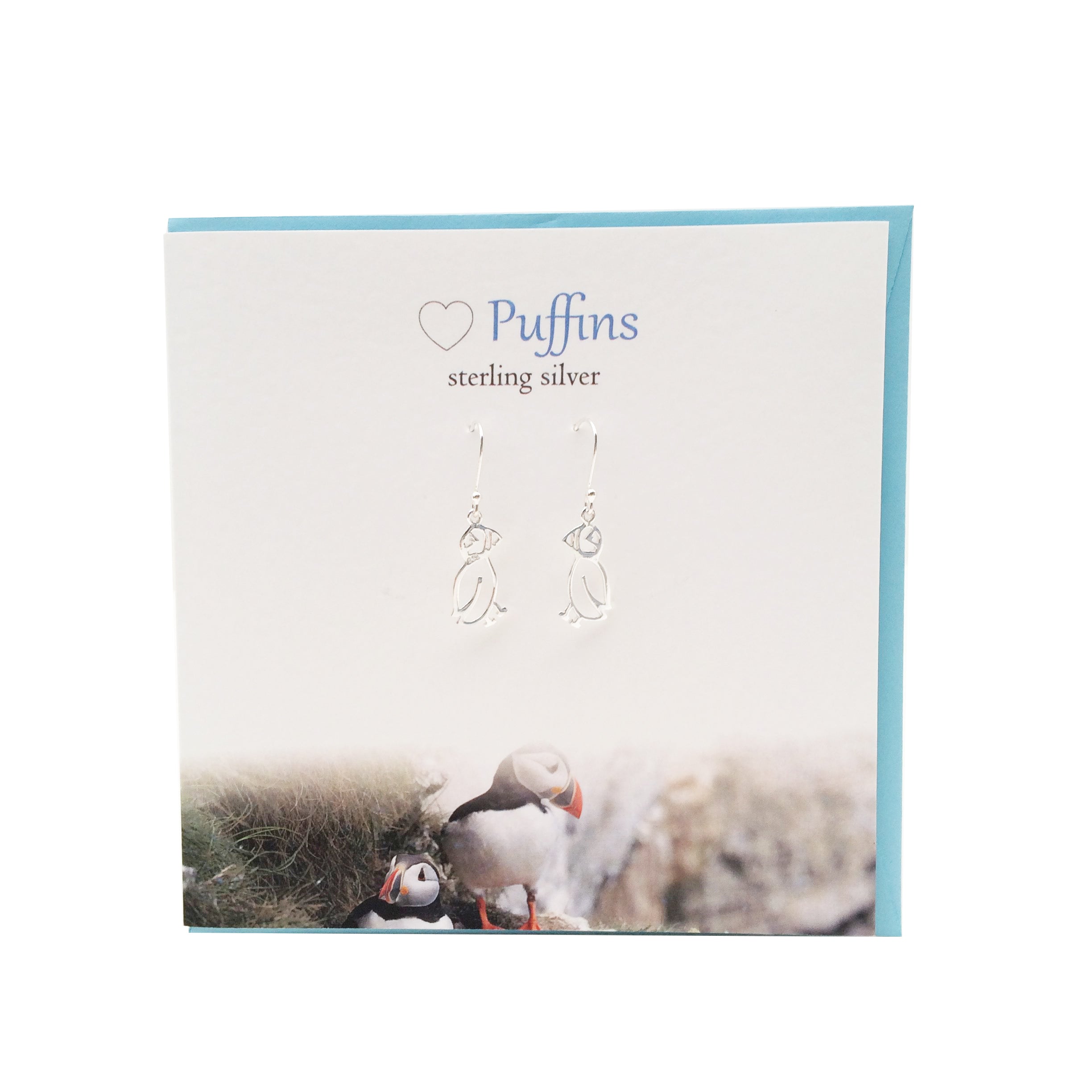 Puffin sterling silver earrings | The Silver Studio Scotland