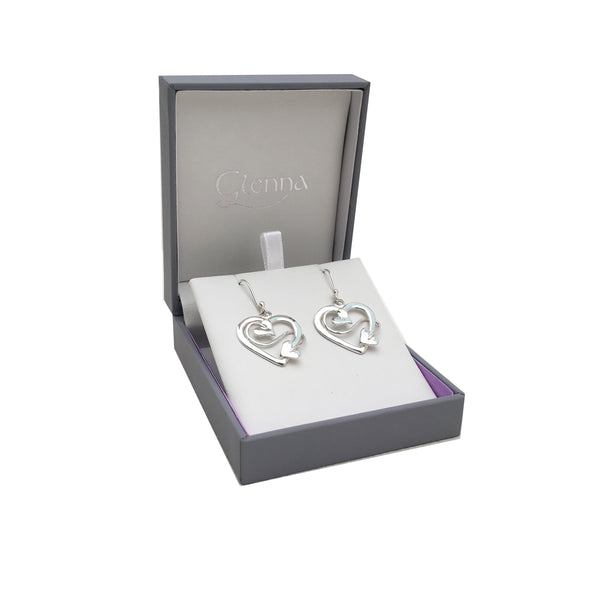 Sweetheart Drop Silver Earrings Medium | Glenna Jewellery Scotland