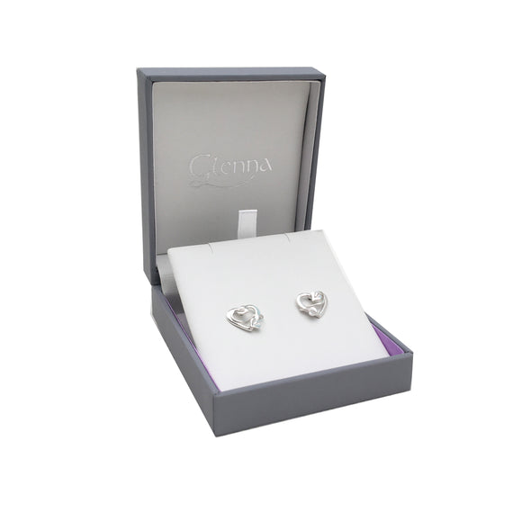 Sweetheart Silver Stud Earrings| Glenna Jewellery Scotland