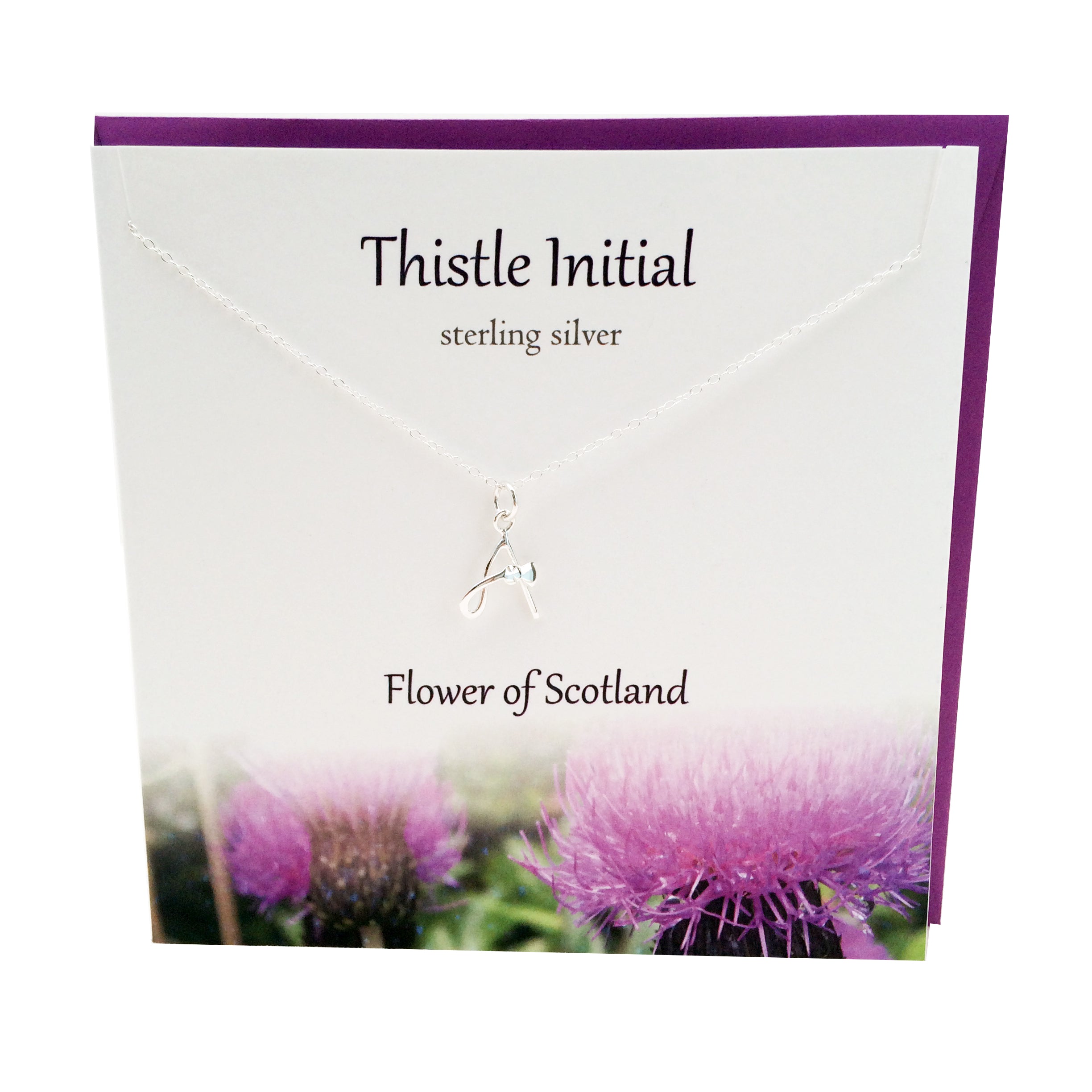 Thistle  Initial 'A' silver necklace | The Silver Studio Scotland