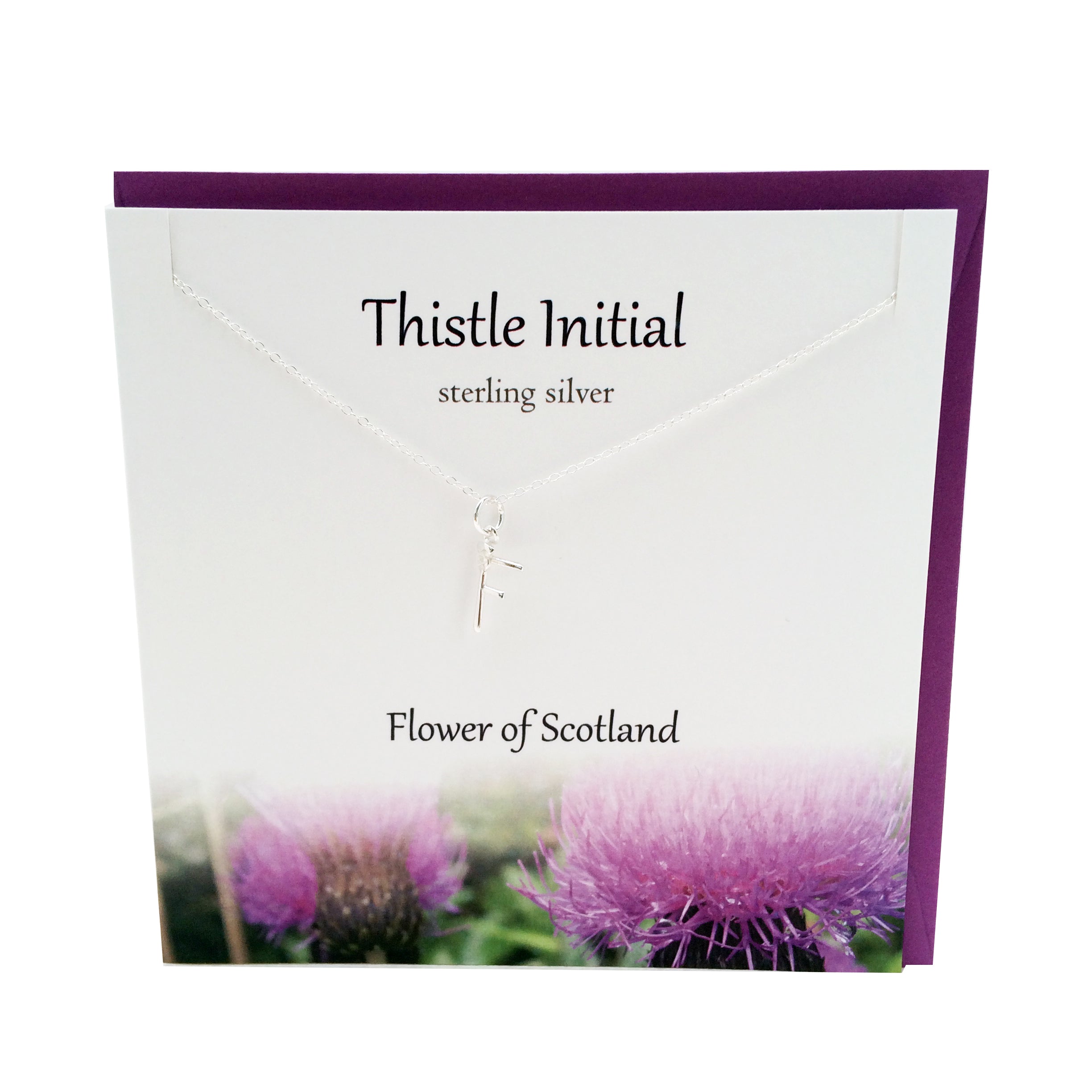 Thistle  Initial 'F' silver necklace | The Silver Studio Scotland