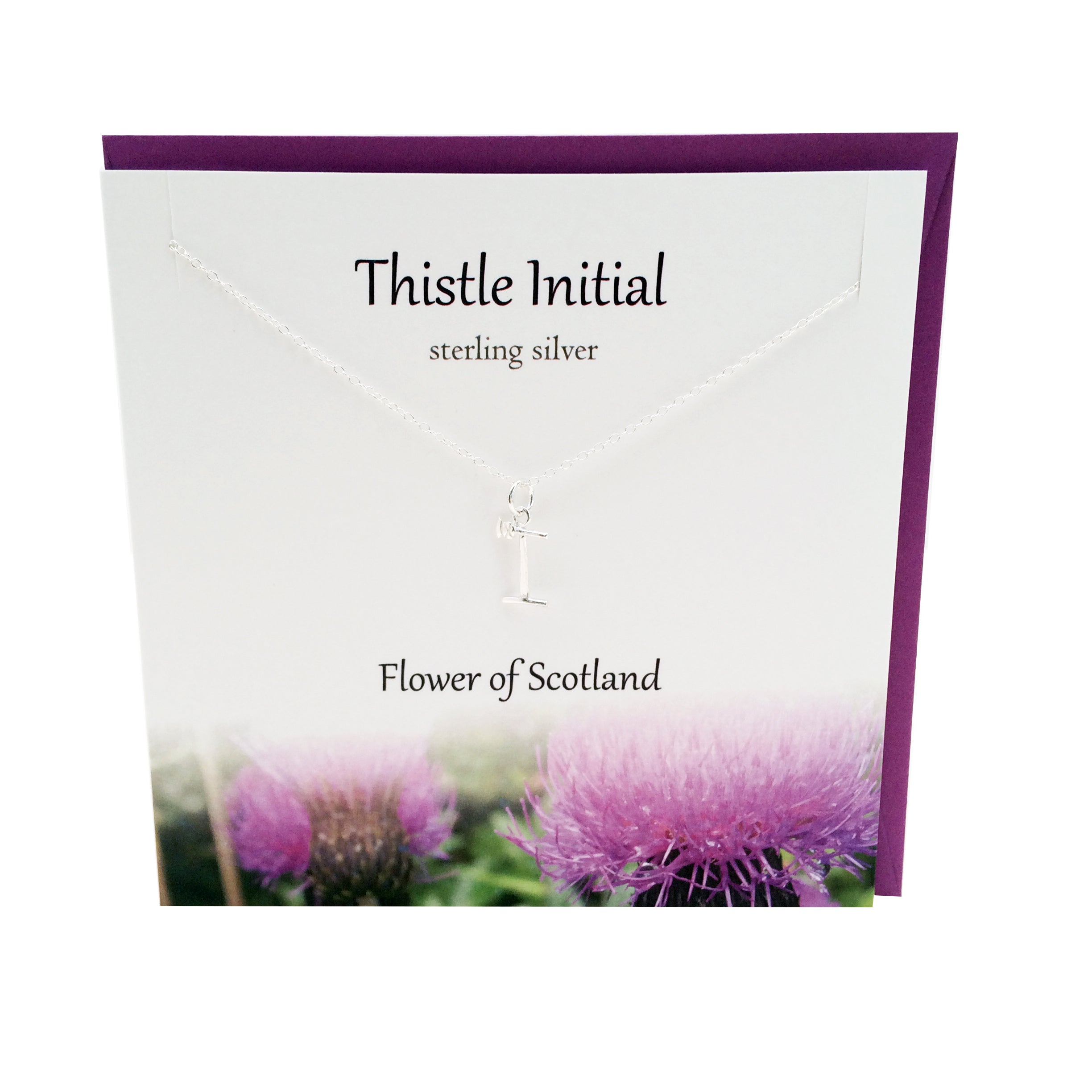Thistle  Initial 'I' silver necklace | The Silver Studio Scotland