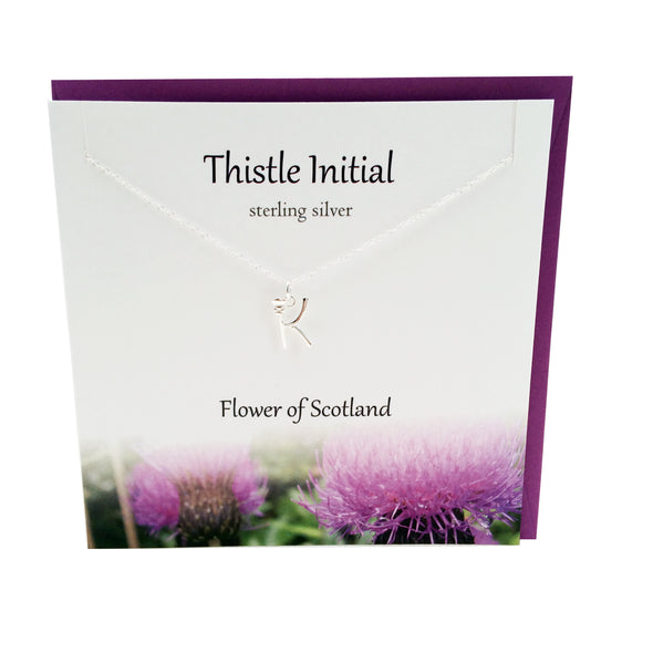 Thistle  Initial 'K' silver necklace | The Silver Studio Scotland