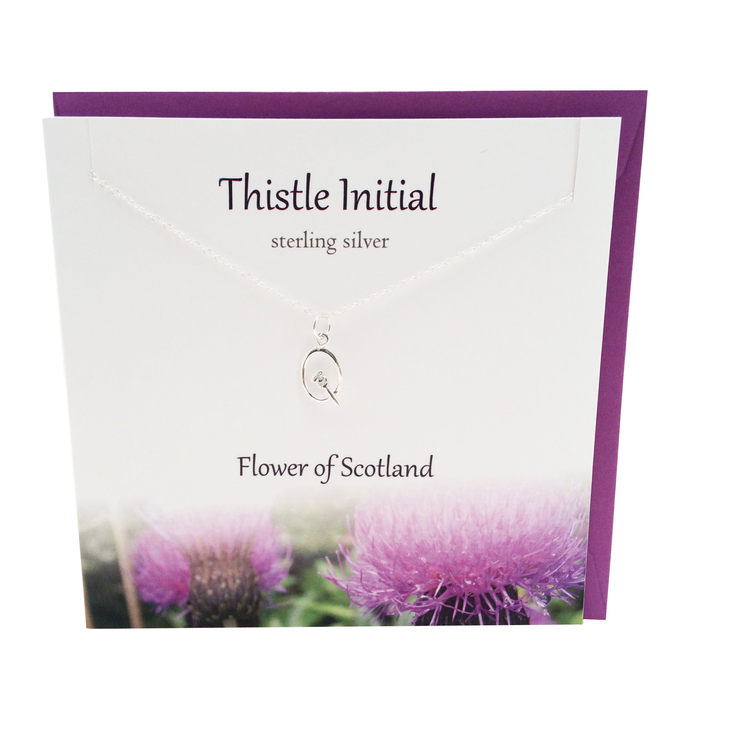 Thistle  Initial 'Q' silver necklace | The Silver Studio Scotland