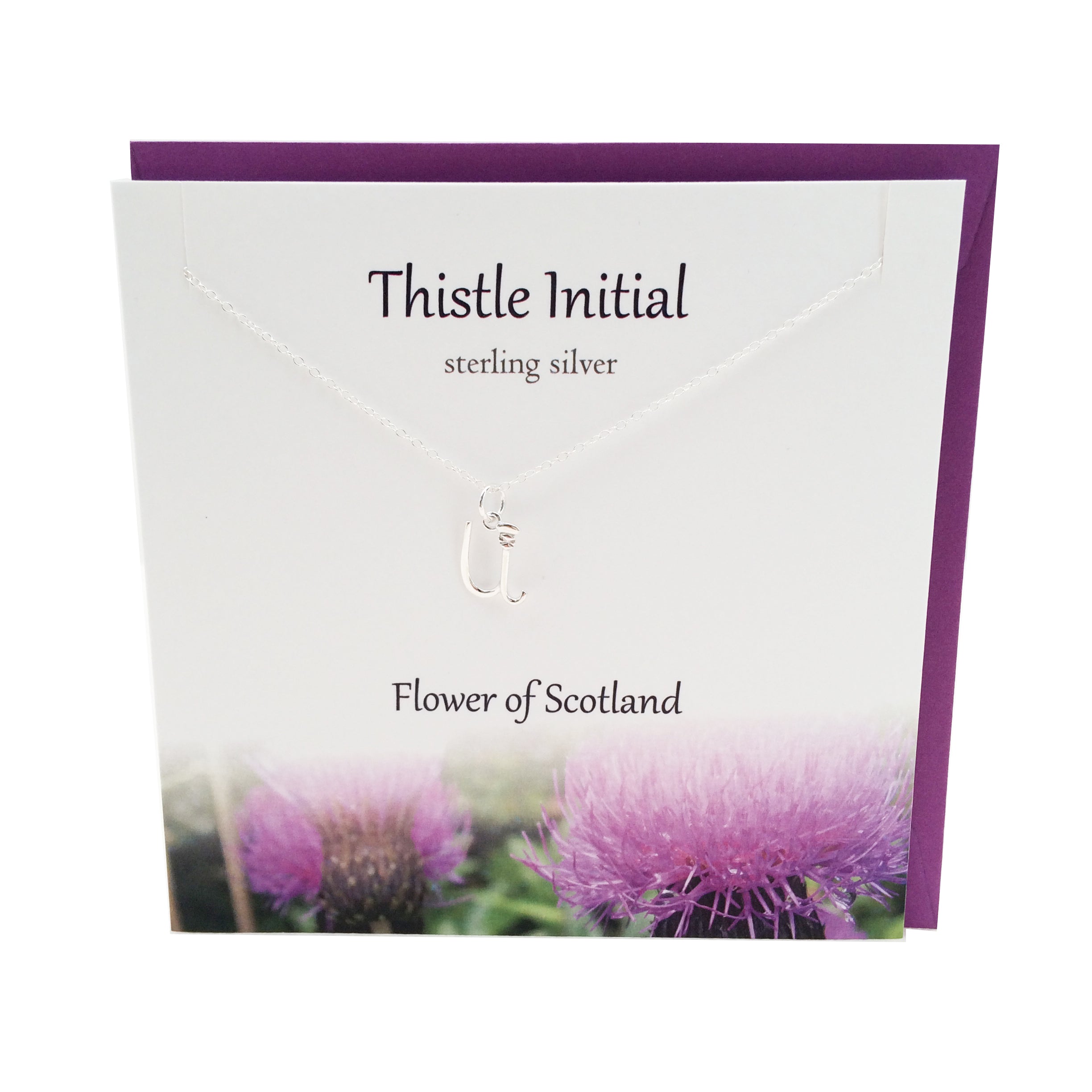 Thistle  Initial 'U' silver necklace | The Silver Studio Scotland