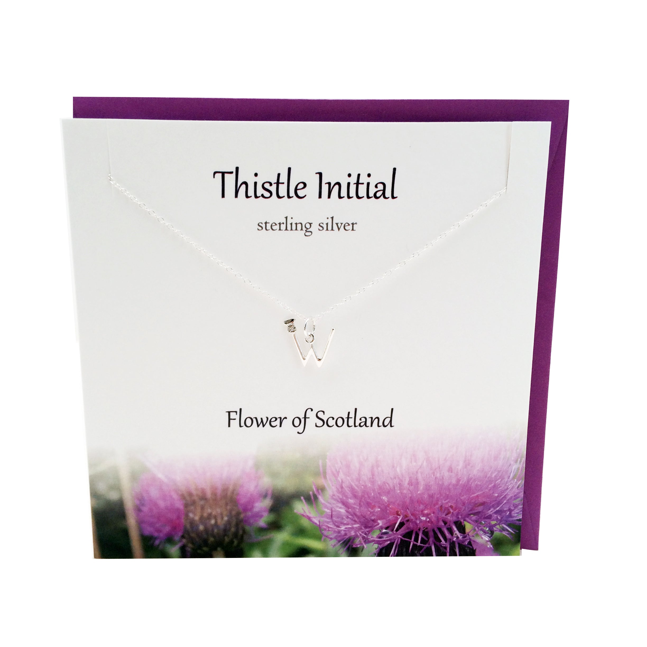 Thistle  Initial 'W' silver necklace | The Silver Studio Scotland