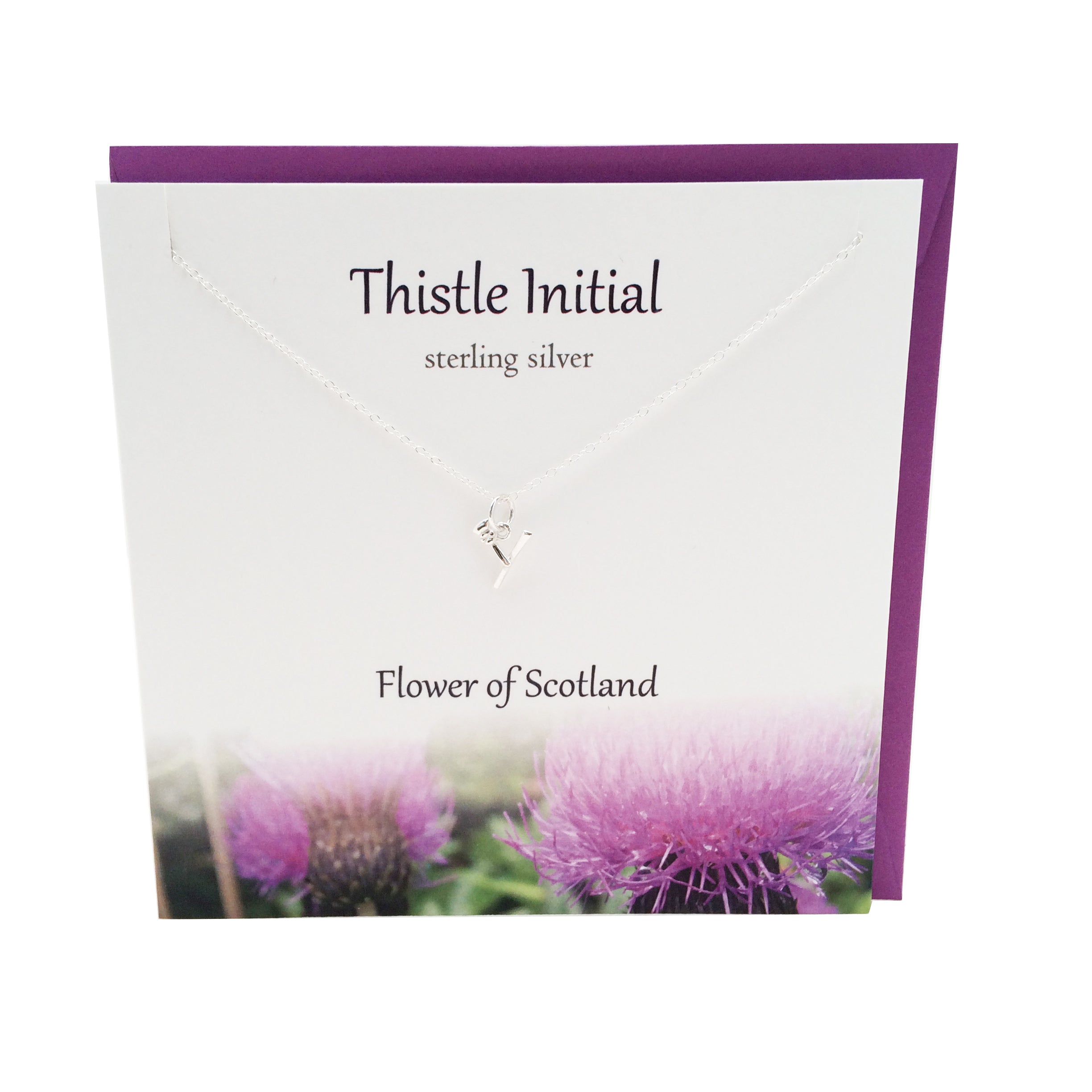 Thistle  Initial 'Y' silver necklace | The Silver Studio Scotland