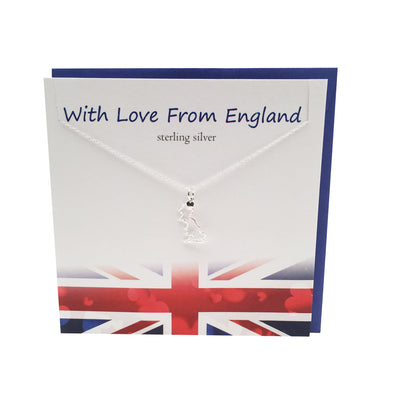 Love Great Britain Map silver necklace | The Silver Studio Great Britain