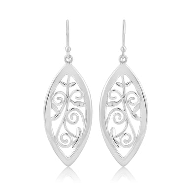 Scottish Woodland Garden silver long drop earrings | Glenna Jewellery