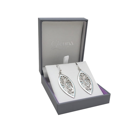 Scottish Woodland Garden silver long drop earrings | Glenna Jewellery Scotland