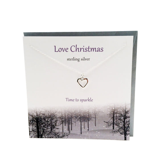 Love Christmas  silver heart necklace | The Silver Studio Scotland