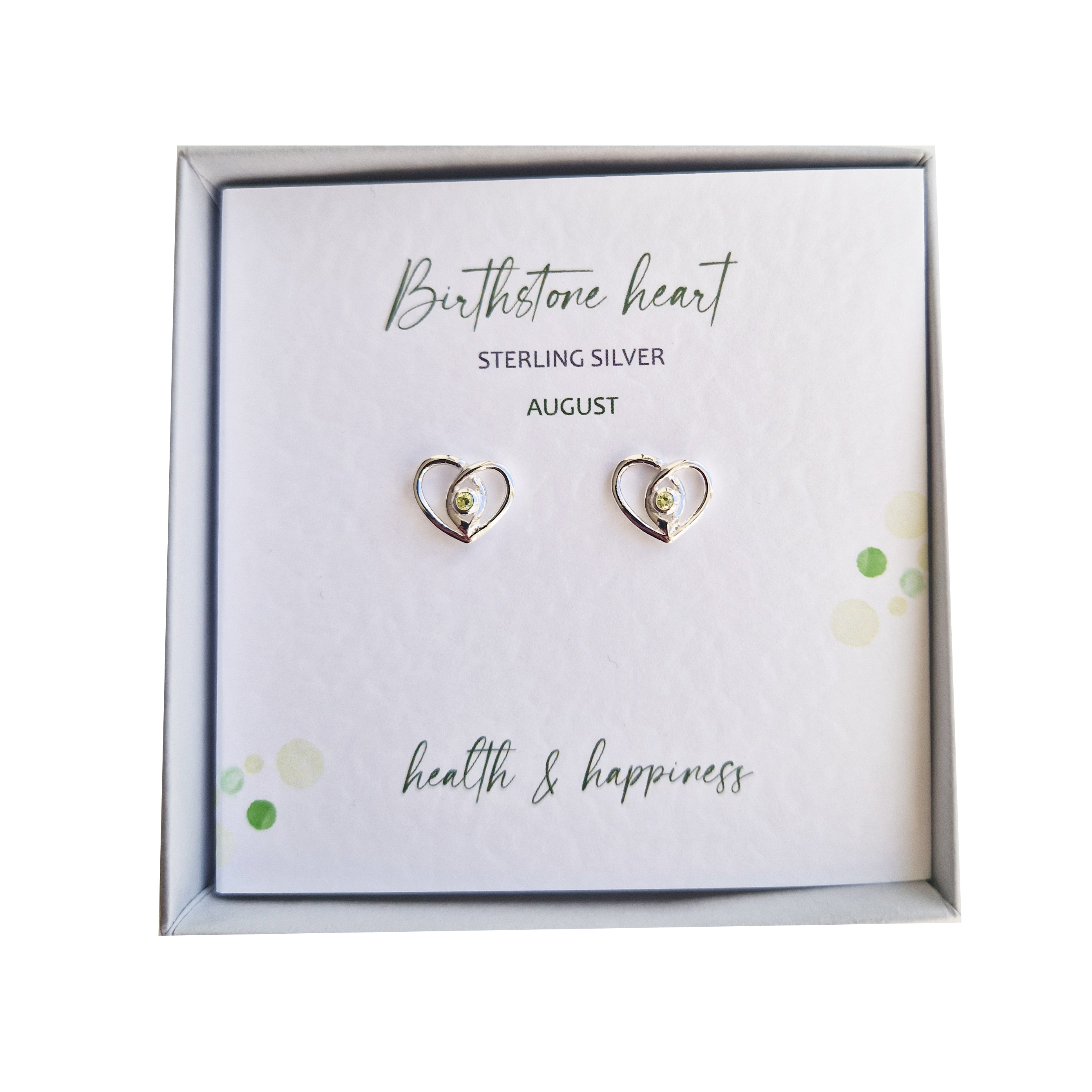 Silver Studio Wishes - August Birthstone Heart Stud Earrings