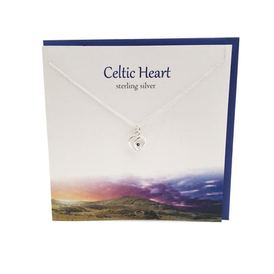 Celtic Heart Blue Crystal silver necklace