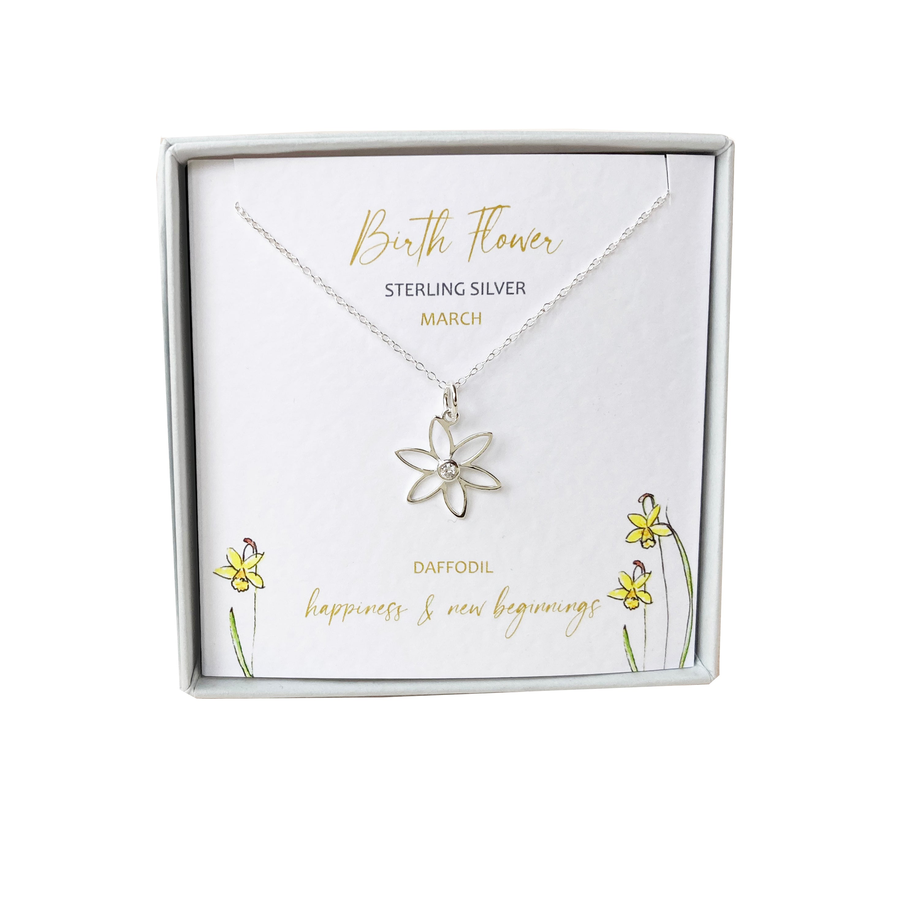 Silver Studio Wishes - March Daffodil Birth Flower Pendant