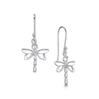 Dragonfly silver drop earrings small| Glenna Jewellery Scotland